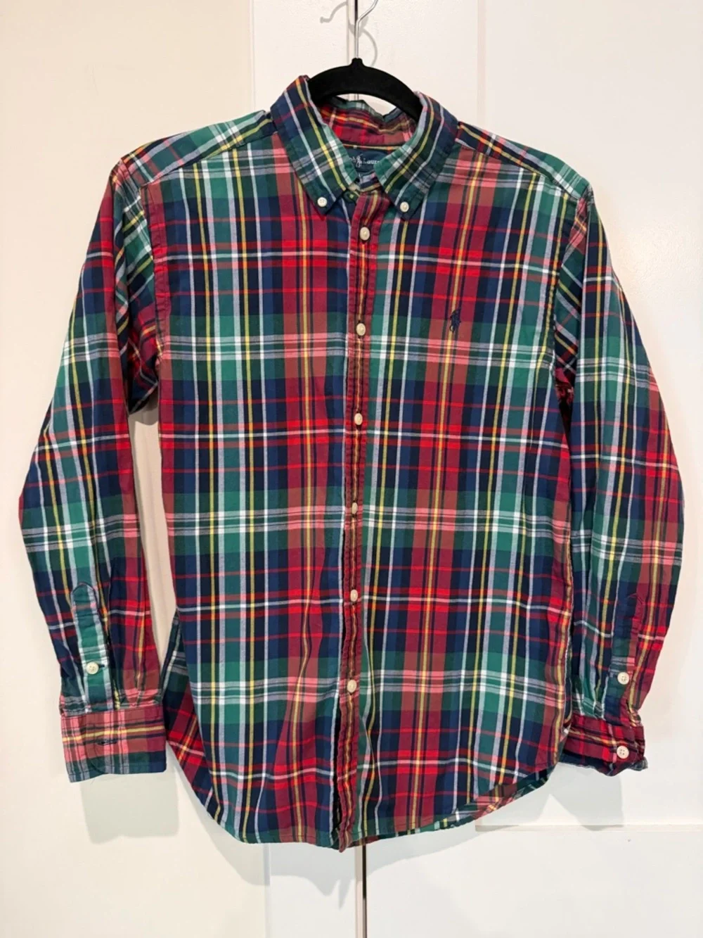 Ralph Lauren Plaid Tartan Button‎ Down Shirt Boys Sz L (14 16)